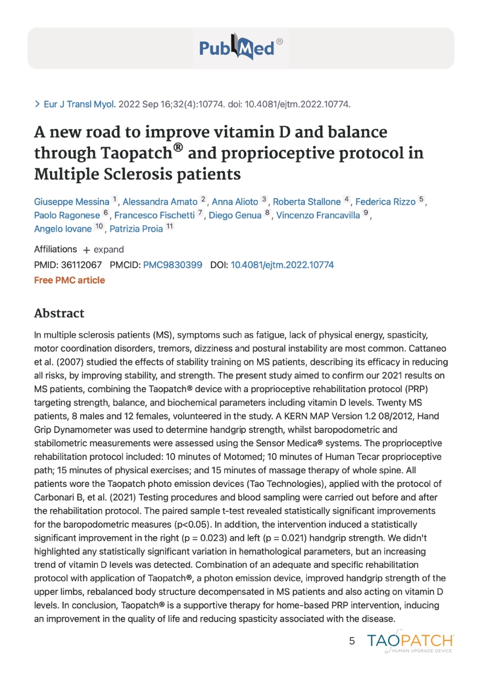Pubblicazione sulla Vitamina D